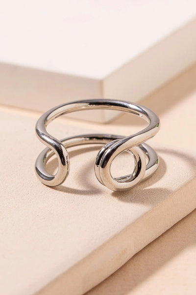Metal Double Looped Open Ring