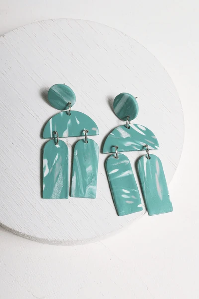 Handmade seafoam clay earrings from the ETOI Clay Collection