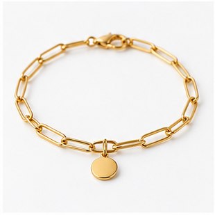 Rhinestone Heart Charm Bracelet in Gold
