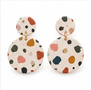 Handmade Marbled Clay Earrings in Lavender