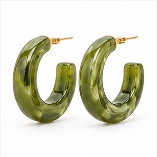 Handmade Marbled Clay Earrings in Seafoam