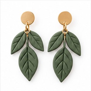 Handmade Marbled Clay Earrings in Yellow
