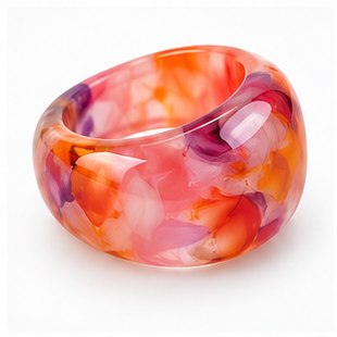 Flower Print Open Ring in Black