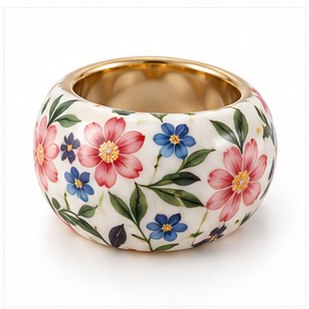 Western Oval Stone Open Ring In White