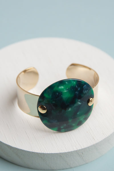 Emerald Resin Cuff Bracelet