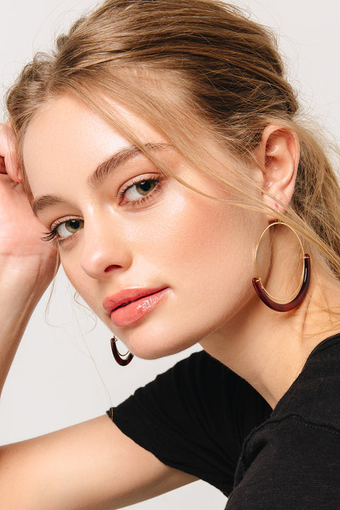 Amber Resin Hoop Earrings
