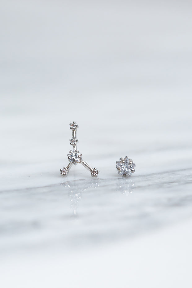 Cancer 24k White Gold Plated Studs