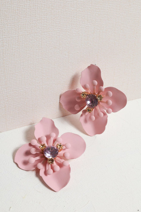 Pink Clematis Floral Earrings
