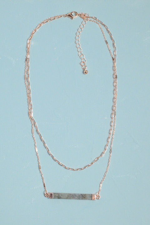 Stone Bar Layered Necklace