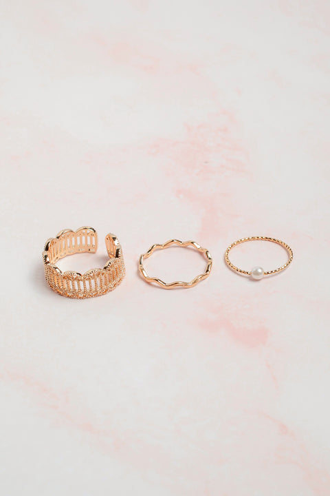 Pearl Stacked Ring Set