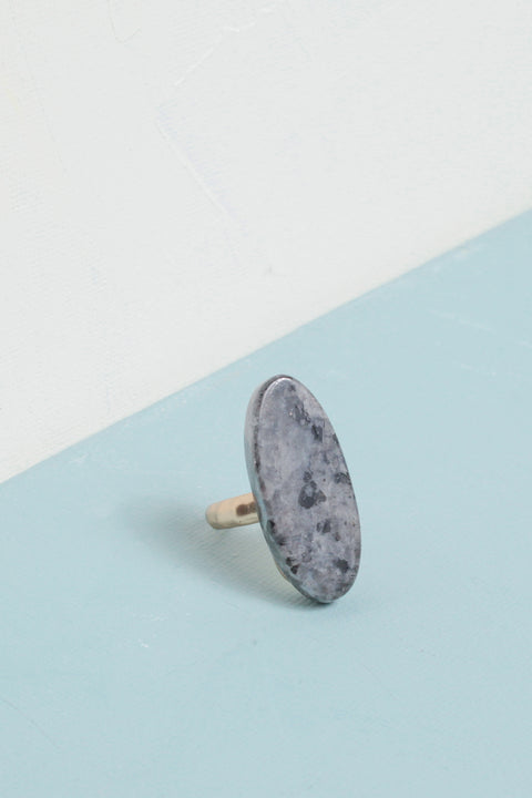 Oval Stone Ring in Gray