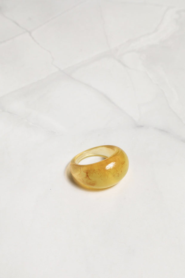 Resin Dome Ring in Yellow