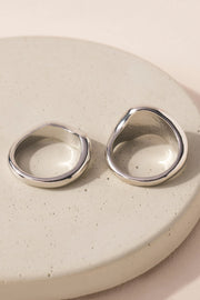 Chunky Ring Set In Silver