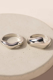 Chunky Ring Set In Silver