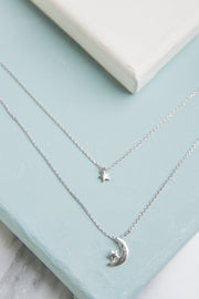 Luna White Gold Plated Layered Necklace