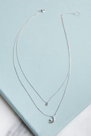 Luna White Gold Plated Layered Necklace