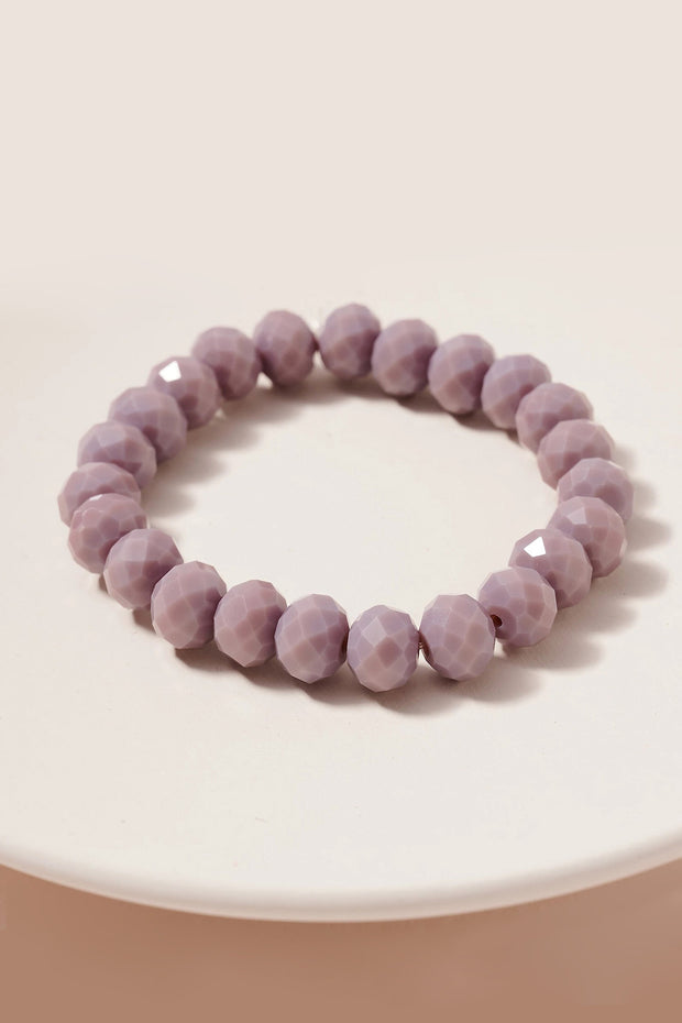 Glass Beaded Stretch Bracelet In Purple