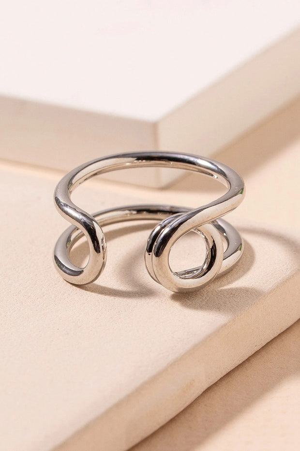 Metal Double Looped Open Ring