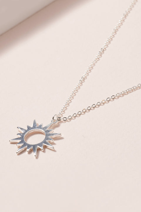 Sun Pendant Necklace in Silver