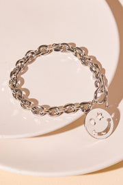 Smiley Face Charm Bracelet in Silver